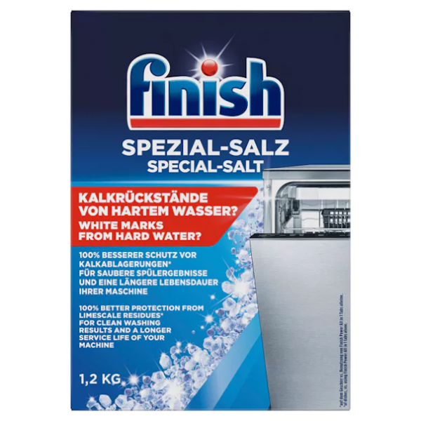 Finish Spezialsalz – Grobkörniges Regeneriersalz gegen Kalk, für weiches Wasser und glänzendes Geschirr.