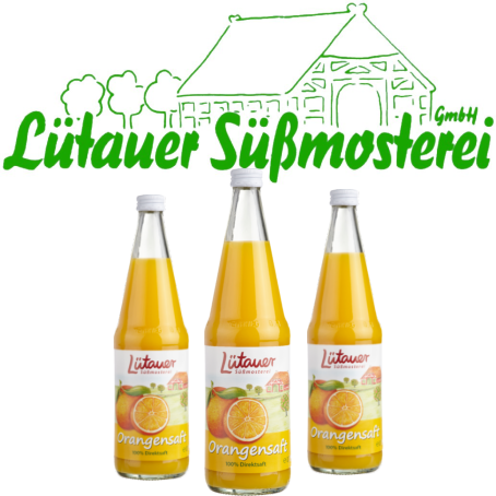 Lütauer Orangendirektsaft (6/0,7 Ltr. Glas MEHRWEG)