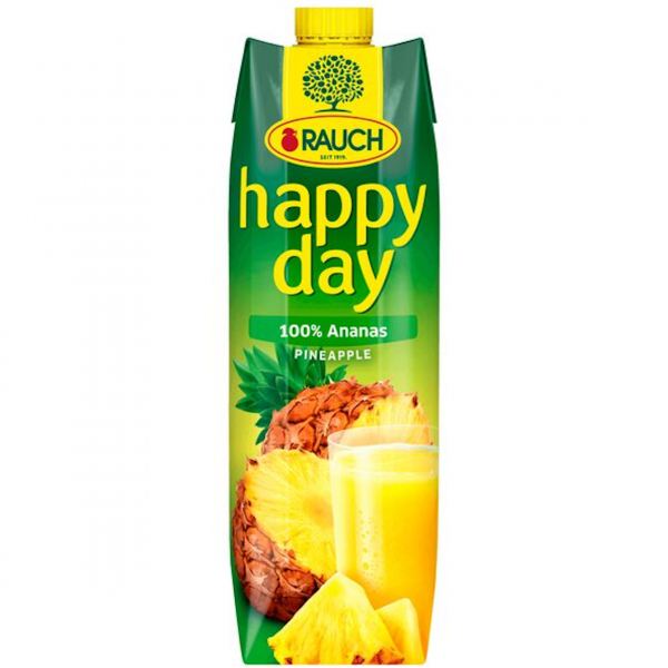 Rauch Happy Day Ananas – 100% tropischer Ananassaft. Süß, aromatisch & perfekt für Cocktails oder puren Genuss.