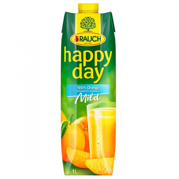 Rauch Happy Day Orange Mild – 100% milder Orangensaft mit Calcium. Fruchtig, sanft & perfekt für den Happy Day im Büro.