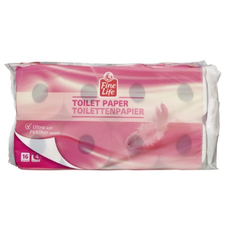 Fine Life Toilettenpapier 4 lagig Weiß (16 x 150 Blatt)