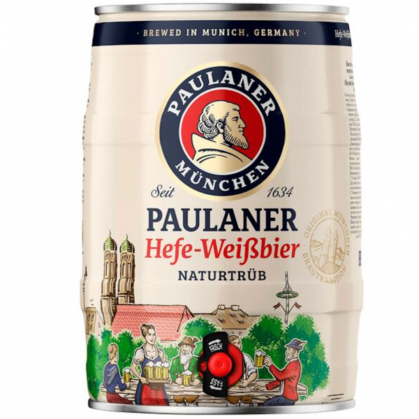 Paulaner Hefe-Weißbier naturtrüb Partydose (2/5,00 Ltr. Dose EINWEG)