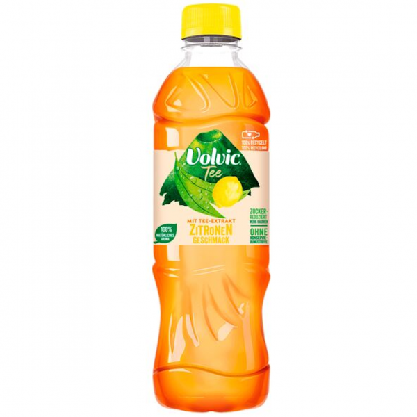 Volvic Schwarzer Tee Zitrone – leichter Schwarztee mit frischer Zitronennote.